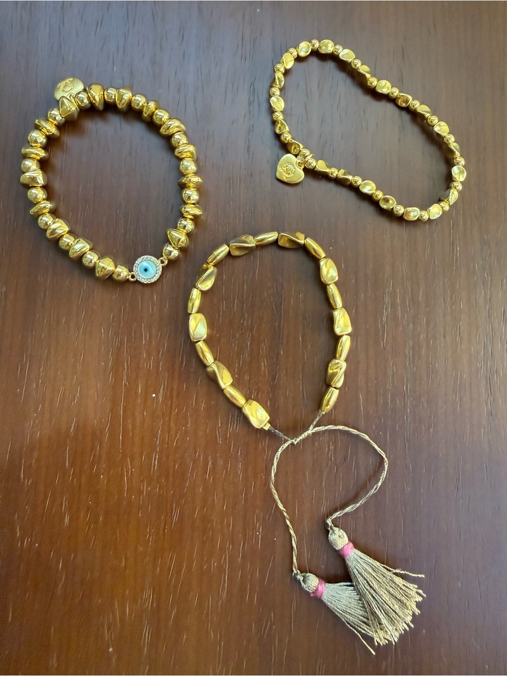 Brazaletes JQL Gold Beaded Bracelet Set of 3 NWOT